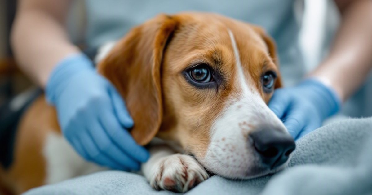 Veterinarian performing a chest ultrasound on a dog in a clinical setting