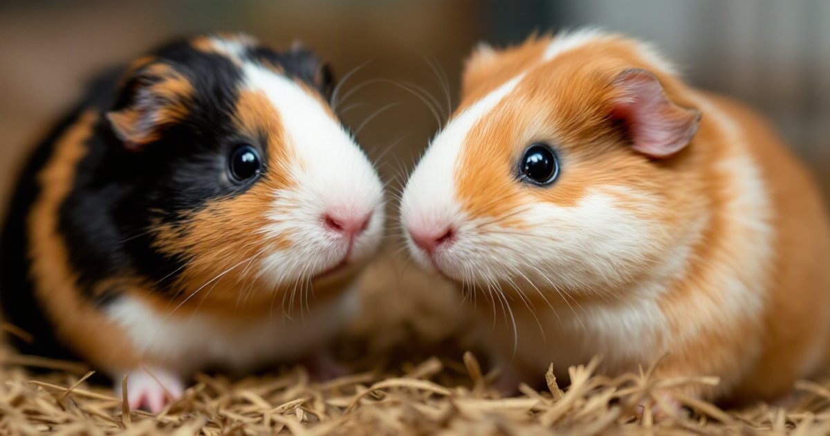 Female guinea pig sitting alert in an enclosure, illustrating natural behavioral changes through the reproductive cycle