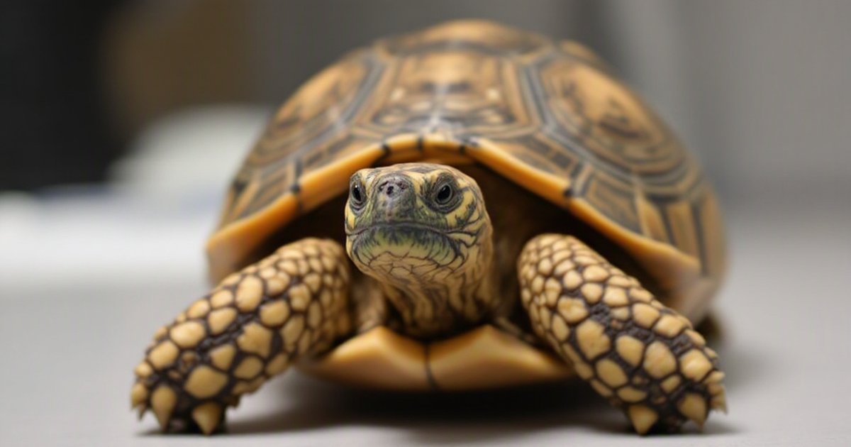 Hermann's tortoise receiving a veterinary check-up, illustrating tortoise blood test diagnostics for hidden illness
