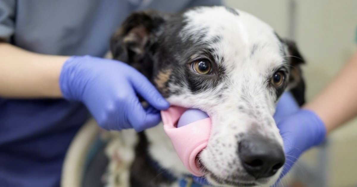 Veterinary cardiologist examining a dog with a stethoscope, checking for heart valve abnormalities in a clinic