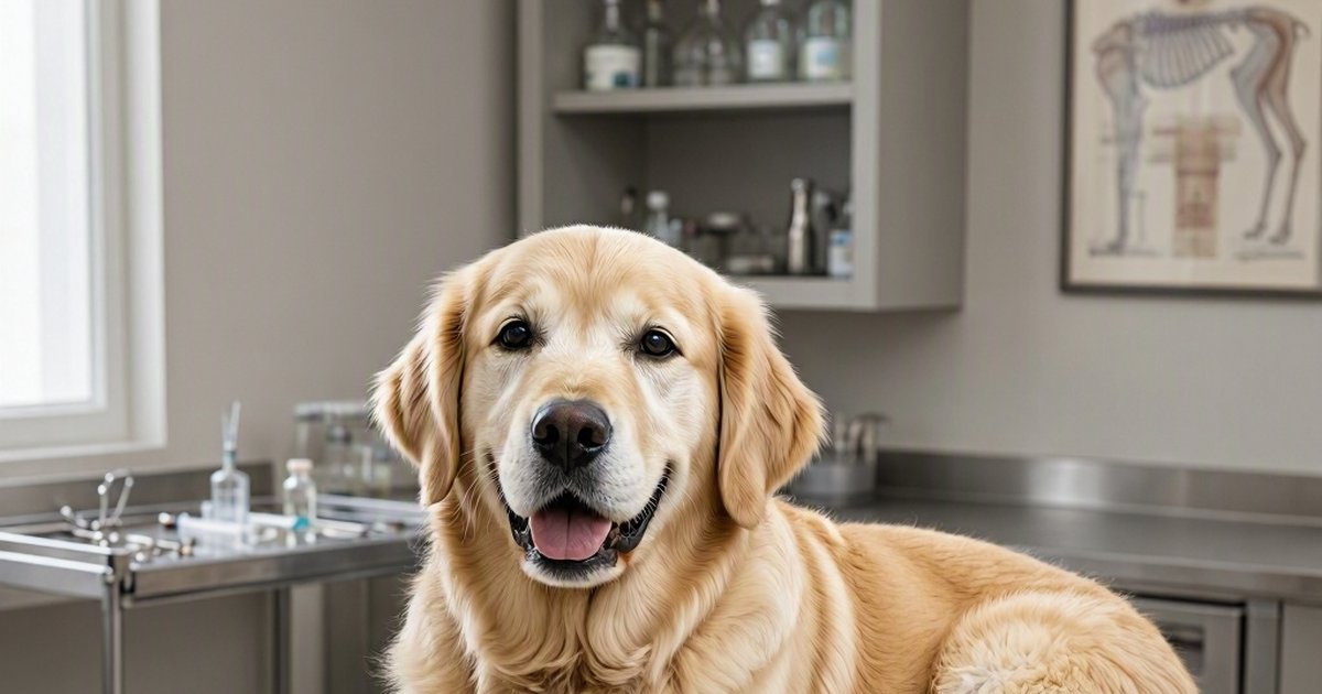 A veterinarian drawing blood from a calm dog in a bright veterinary clinic for a PRP treatment