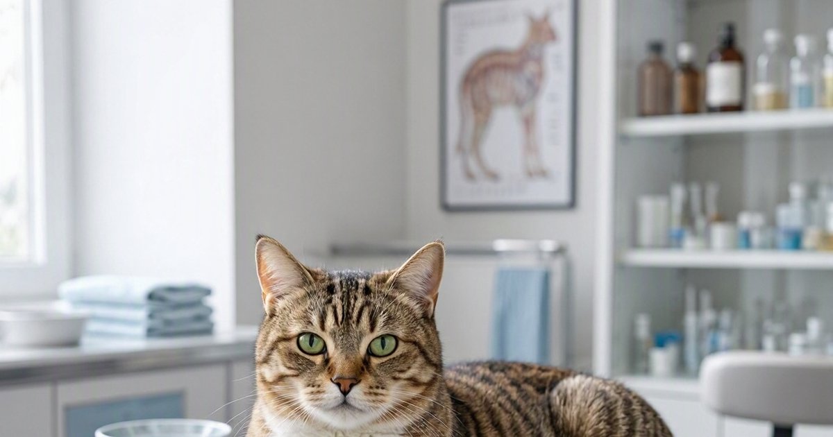 Domestic cat resting indoors near a sunny window, representing feline infectious disease screening and cat health